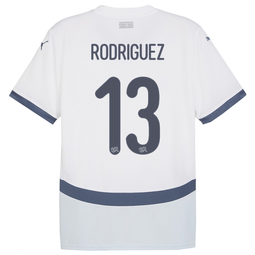 Femme Maillot Suisse Ricardo Rodriguez #13 Blanc Tenues Extérieur 24-26 T-Shirt Belgique