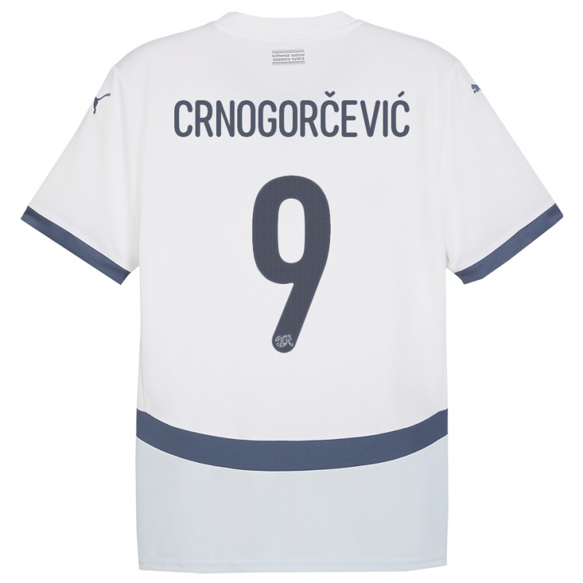 Femme Maillot Suisse Ana Maria Crnogorcevic #9 Blanc Tenues Extérieur 24-26 T-Shirt Belgique