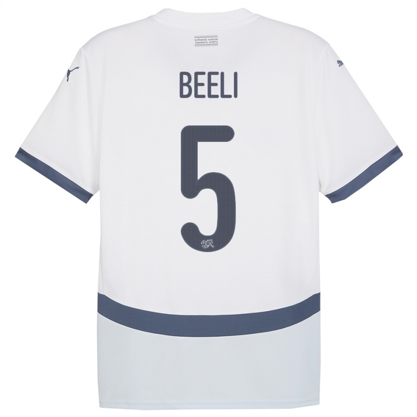 Femme Maillot Suisse Mischa Beeli #5 Blanc Tenues Extérieur 24-26 T-Shirt Belgique