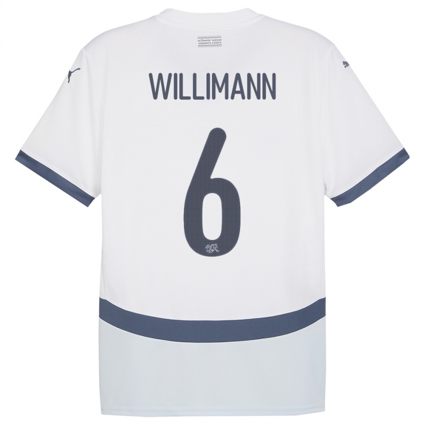Femme Maillot Suisse Mauricio Willimann #6 Blanc Tenues Extérieur 24-26 T-Shirt Belgique