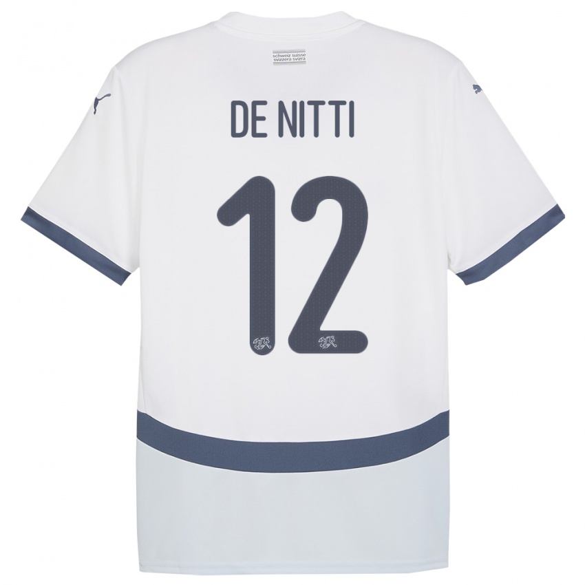 Femme Maillot Suisse Gianni De Nitti #12 Blanc Tenues Extérieur 24-26 T-Shirt Belgique