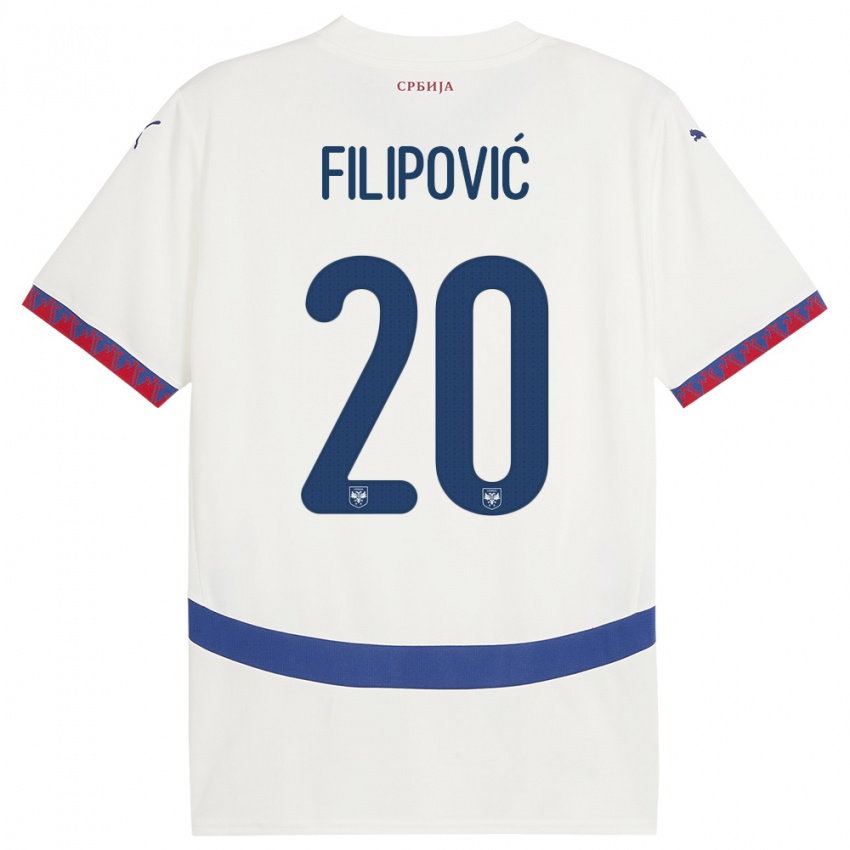 Femme Maillot Serbie Tijana Filipovic #20 Blanc Tenues Extérieur 24-26 T-Shirt Belgique