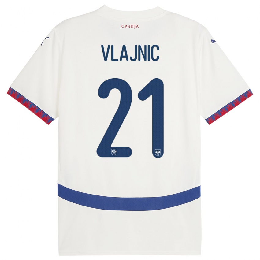 Femme Maillot Serbie Tyla Jay Vlajnic #21 Blanc Tenues Extérieur 24-26 T-Shirt Belgique