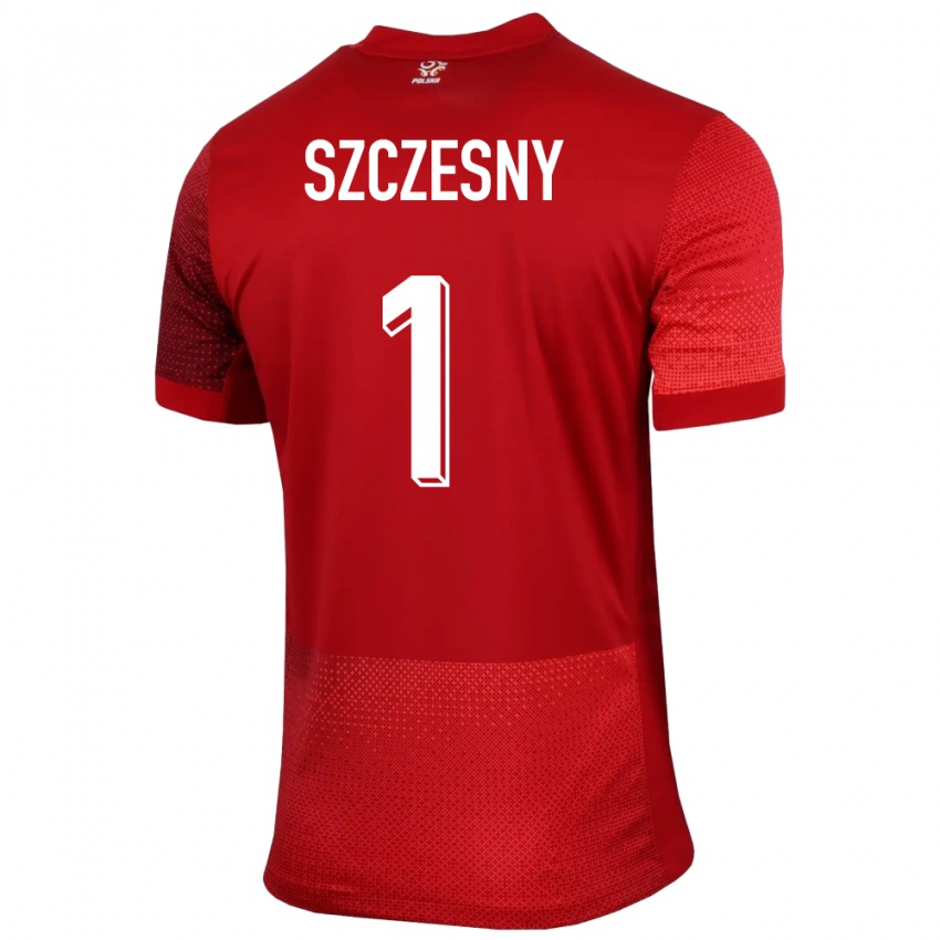 Dames Polen Wojciech Szczesny #1 Rood Uitshirt Uittenue 24-26 T-Shirt België