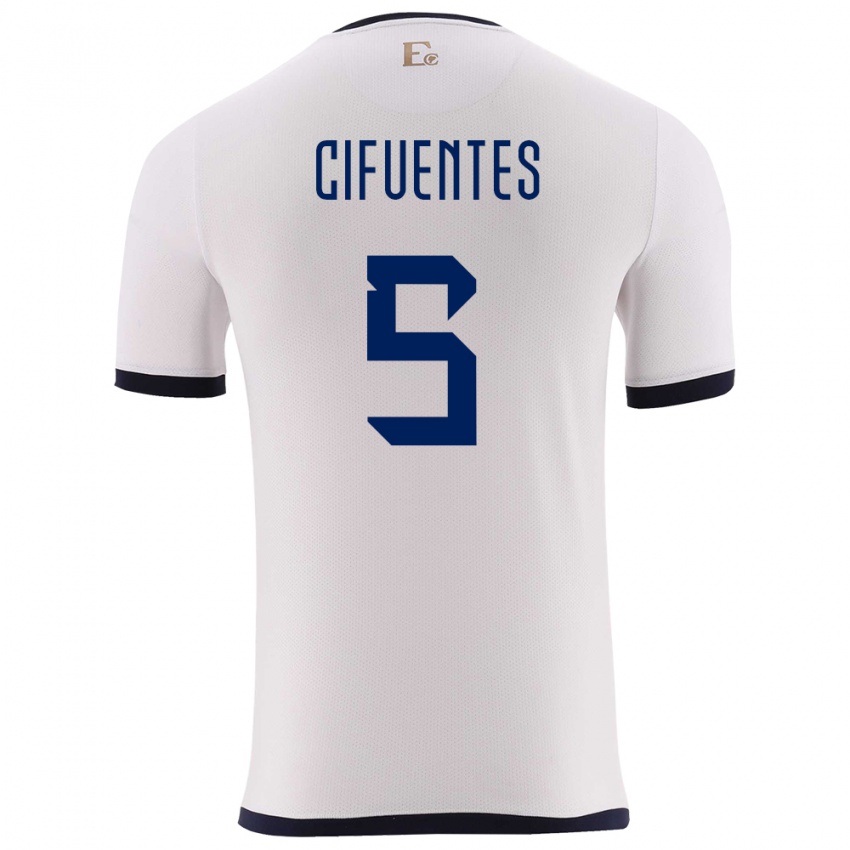 Dames Ecuador Jose Cifuentes #5 Wit Uitshirt Uittenue 24-26 T-Shirt België