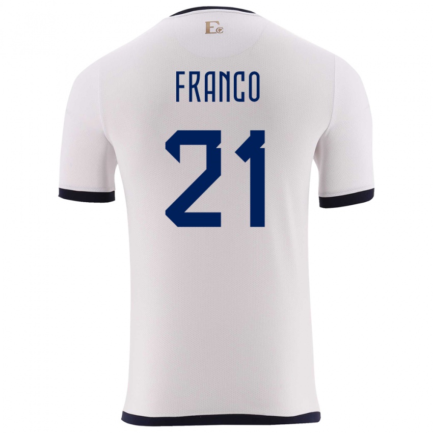 Femme Maillot Équateur Alan Franco #21 Blanc Tenues Extérieur 24-26 T-Shirt Belgique