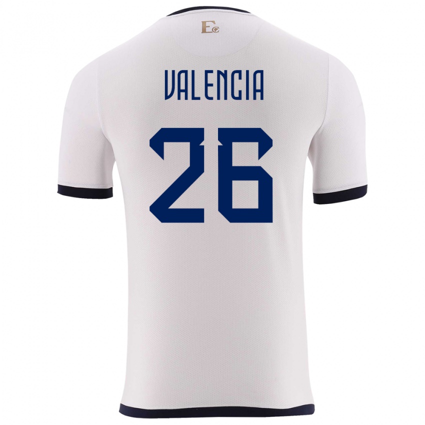 Dames Ecuador Anthony Valencia #26 Wit Uitshirt Uittenue 24-26 T-Shirt België