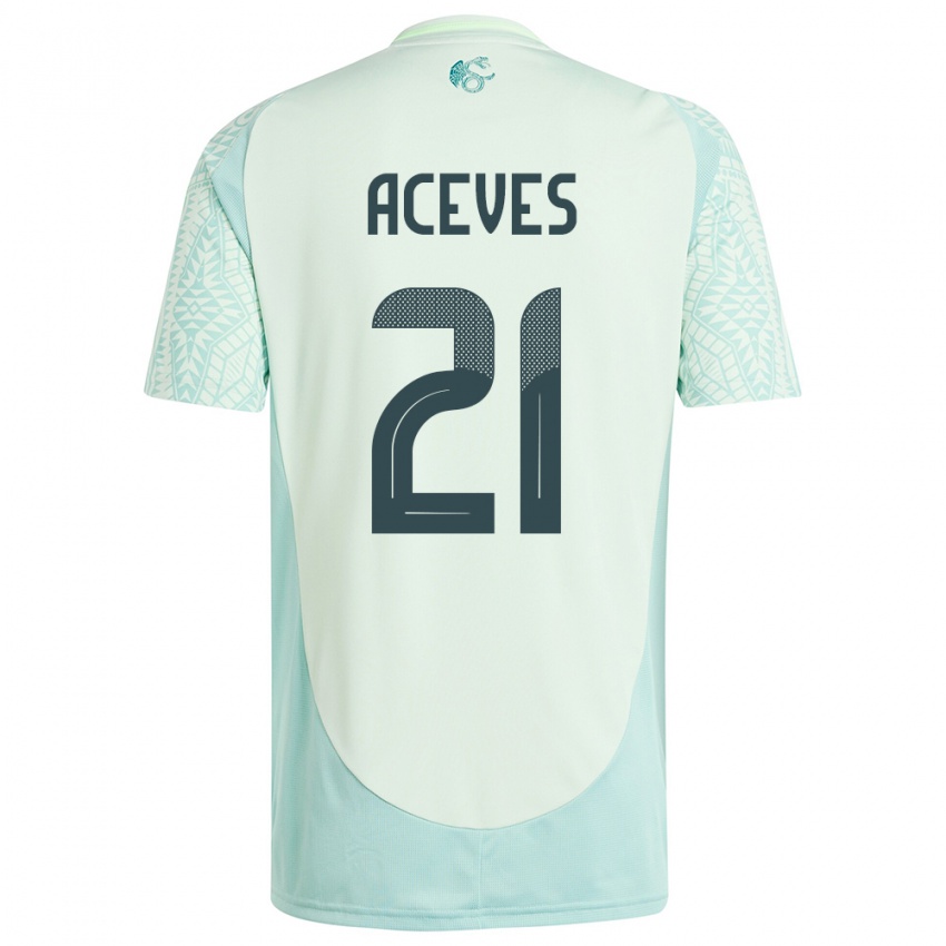 Dames Mexico Daniel Aceves #21 Linnen Groen Uitshirt Uittenue 24-26 T-Shirt België