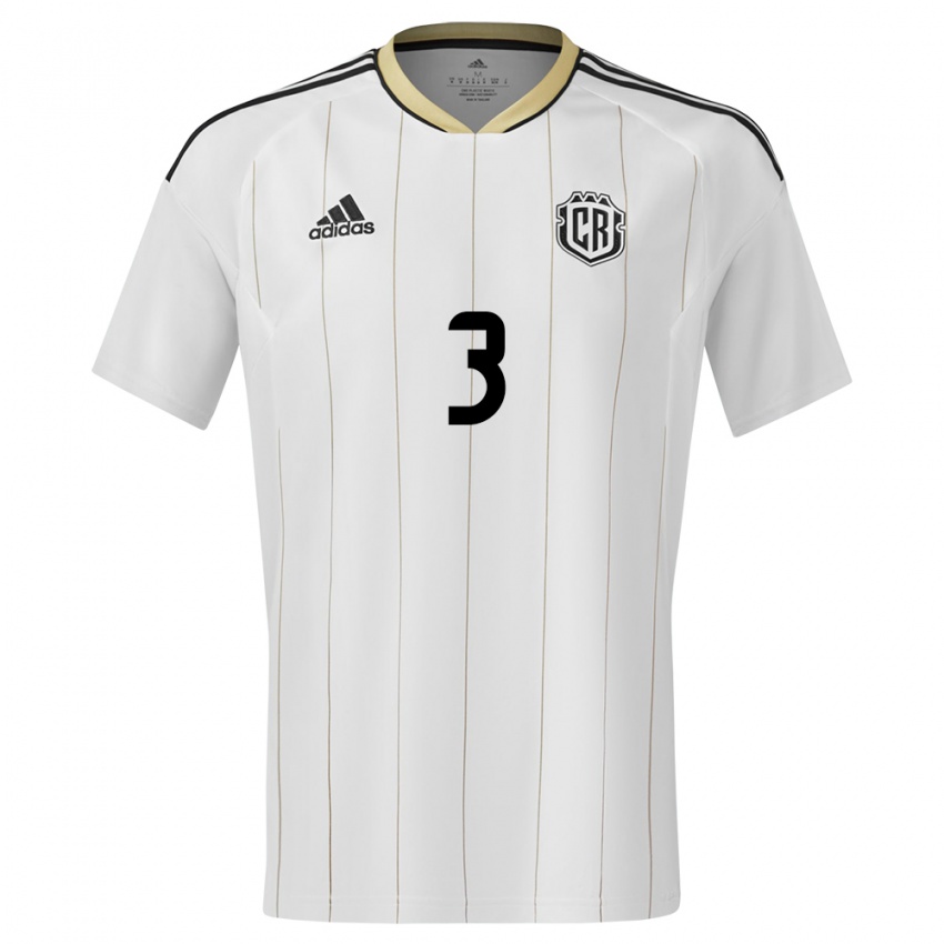 Femme Maillot Costa Rica Juan Pablo Vargas #3 Blanc Tenues Extérieur 24-26 T-Shirt Belgique