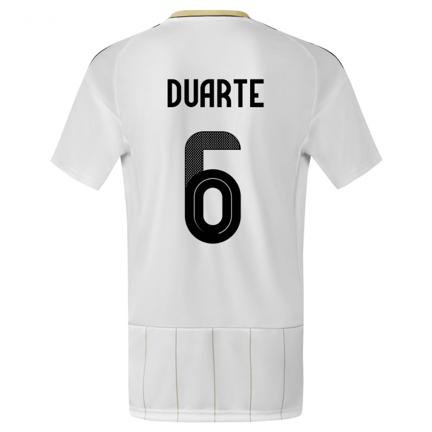 Femme Maillot Costa Rica Oscar Duarte #6 Blanc Tenues Extérieur 24-26 T-Shirt Belgique