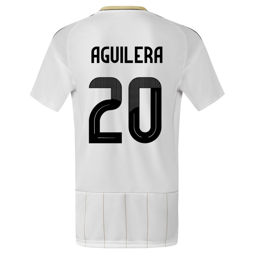 Femme Maillot Costa Rica Brandon Aguilera #20 Blanc Tenues Extérieur 24-26 T-Shirt Belgique