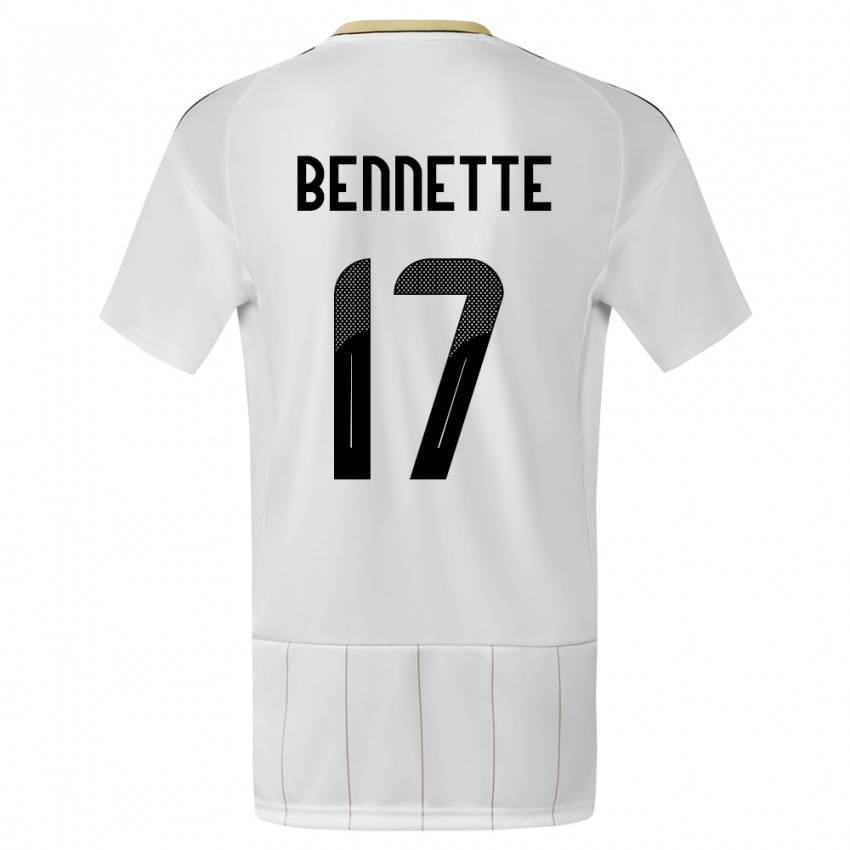 Femme Maillot Costa Rica Jewison Bennette #17 Blanc Tenues Extérieur 24-26 T-Shirt Belgique