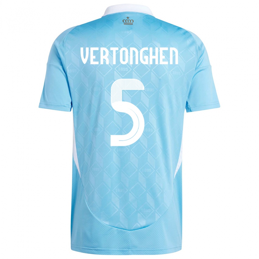 Dames België Jan Vertonghen #5 Blauw Uitshirt Uittenue 24-26 T-Shirt België
