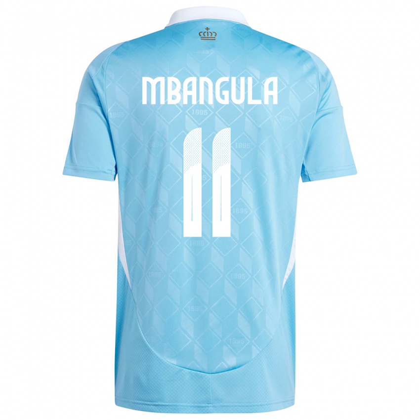 Femme Maillot Belgique Samuel Mbangula #11 Bleu Tenues Extérieur 24-26 T-Shirt Belgique