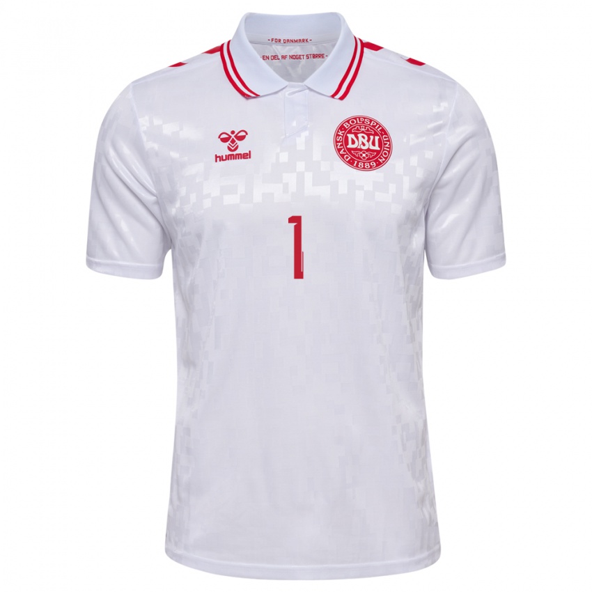 Damen Dänemark William Lykke #1 Weiß Auswärtstrikot Trikot 24-26 T-Shirt Belgien