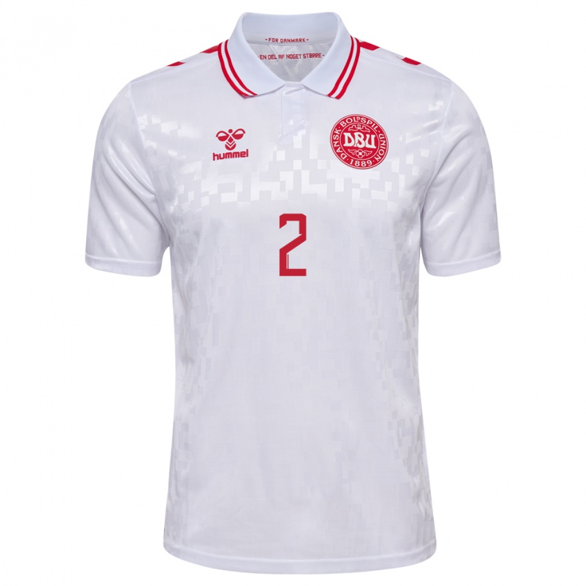 Femme Maillot Danemark Oliver Svendsen #2 Blanc Tenues Extérieur 24-26 T-Shirt Belgique