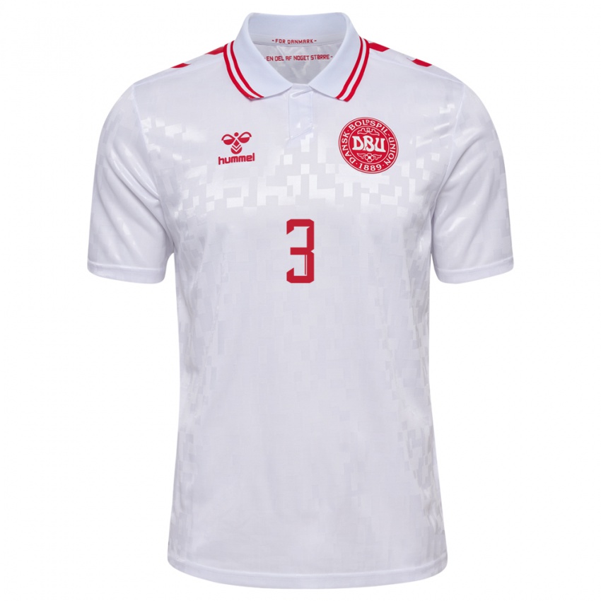 Femme Maillot Danemark Victor Nelsson #3 Blanc Tenues Extérieur 24-26 T-Shirt Belgique