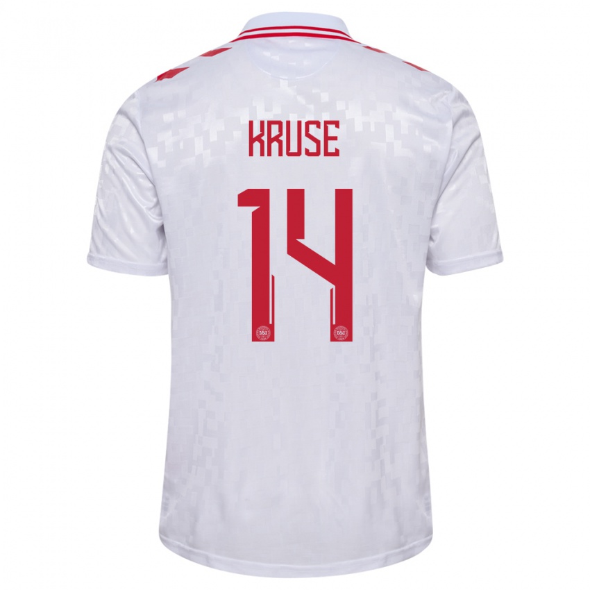 Femme Maillot Danemark David Kruse #14 Blanc Tenues Extérieur 24-26 T-Shirt Belgique