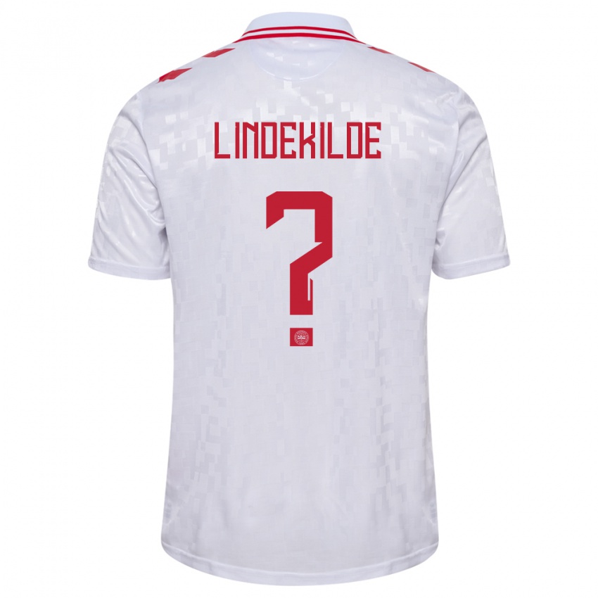 Femme Maillot Danemark Jonatan Lindekilde #0 Blanc Tenues Extérieur 24-26 T-Shirt Belgique