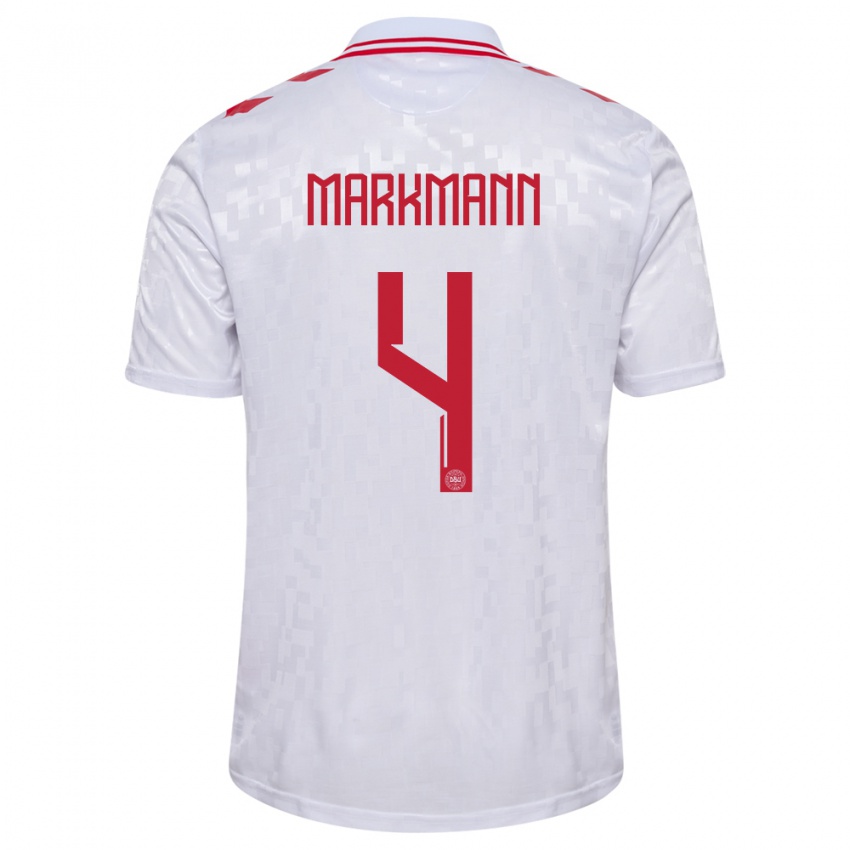 Femme Maillot Danemark Noah Markmann #4 Blanc Tenues Extérieur 24-26 T-Shirt Belgique