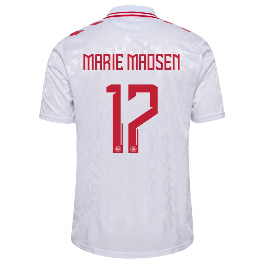 Femme Maillot Danemark Rikke Marie Madsen #17 Blanc Tenues Extérieur 24-26 T-Shirt Belgique