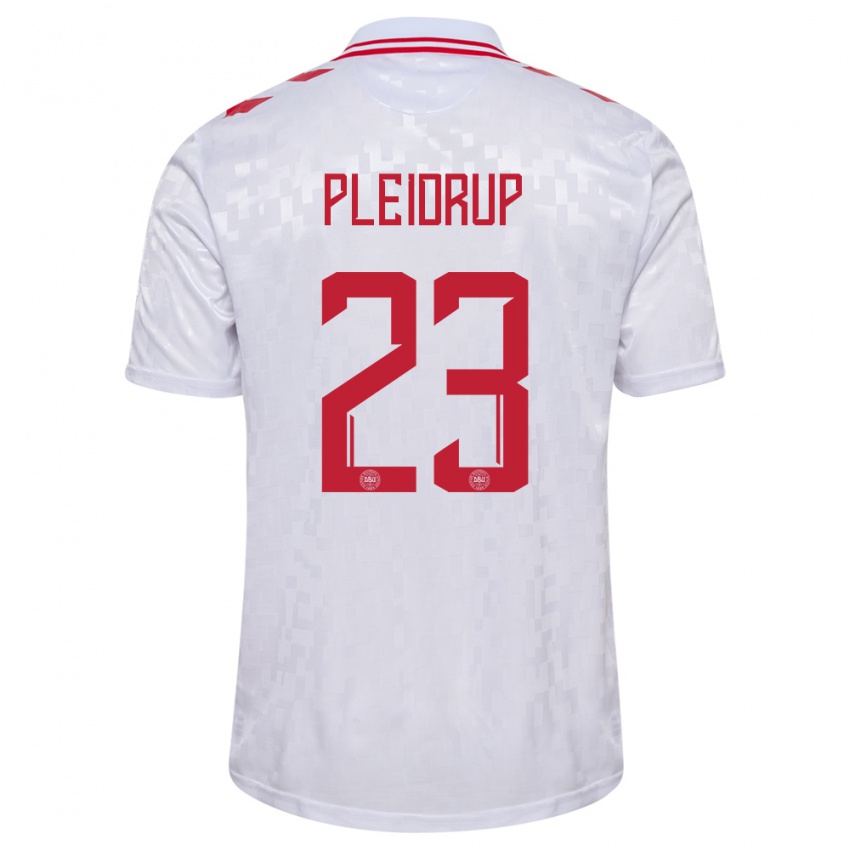 Femme Maillot Danemark Caroline Pleidrup #23 Blanc Tenues Extérieur 24-26 T-Shirt Belgique