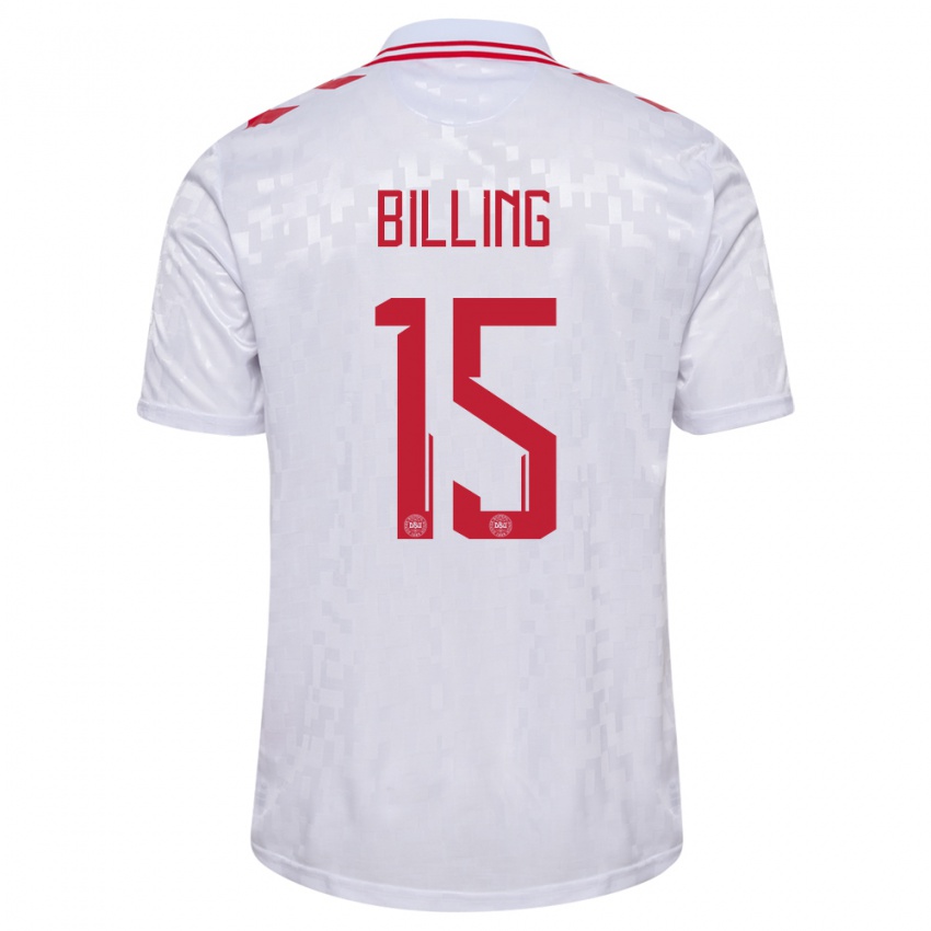 Femme Maillot Danemark Philip Billing #15 Blanc Tenues Extérieur 24-26 T-Shirt Belgique