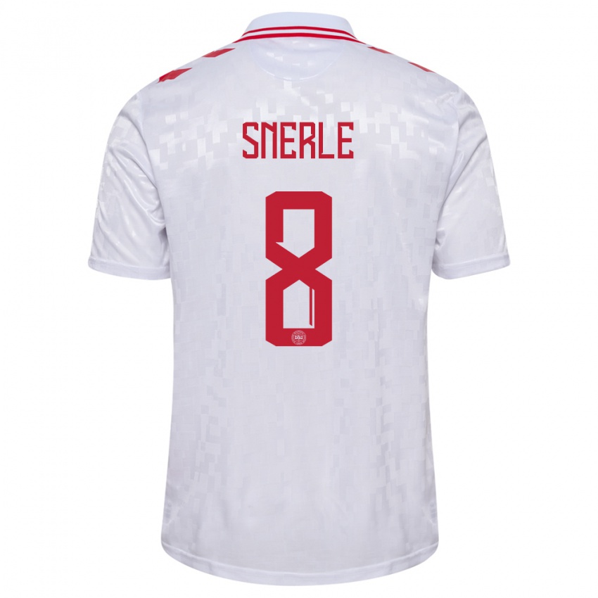 Dames Denemarken Emma Snerle #8 Wit Uitshirt Uittenue 24-26 T-Shirt België