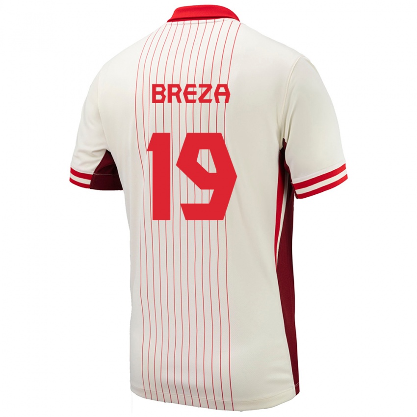 Femme Maillot Canada Sebastian Breza #19 Blanc Tenues Extérieur 24-26 T-Shirt Belgique