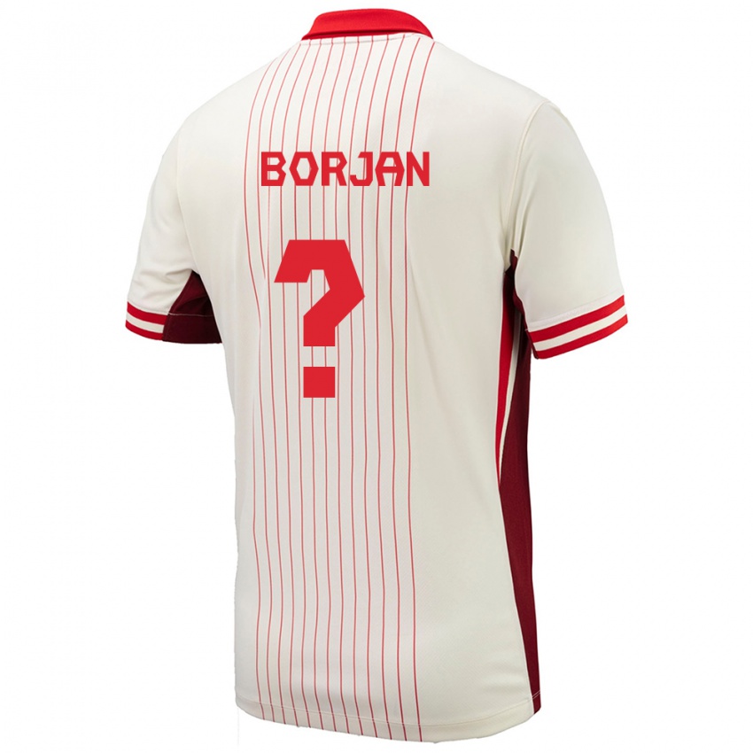 Femme Maillot Canada Nikola Borjan #0 Blanc Tenues Extérieur 24-26 T-Shirt Belgique