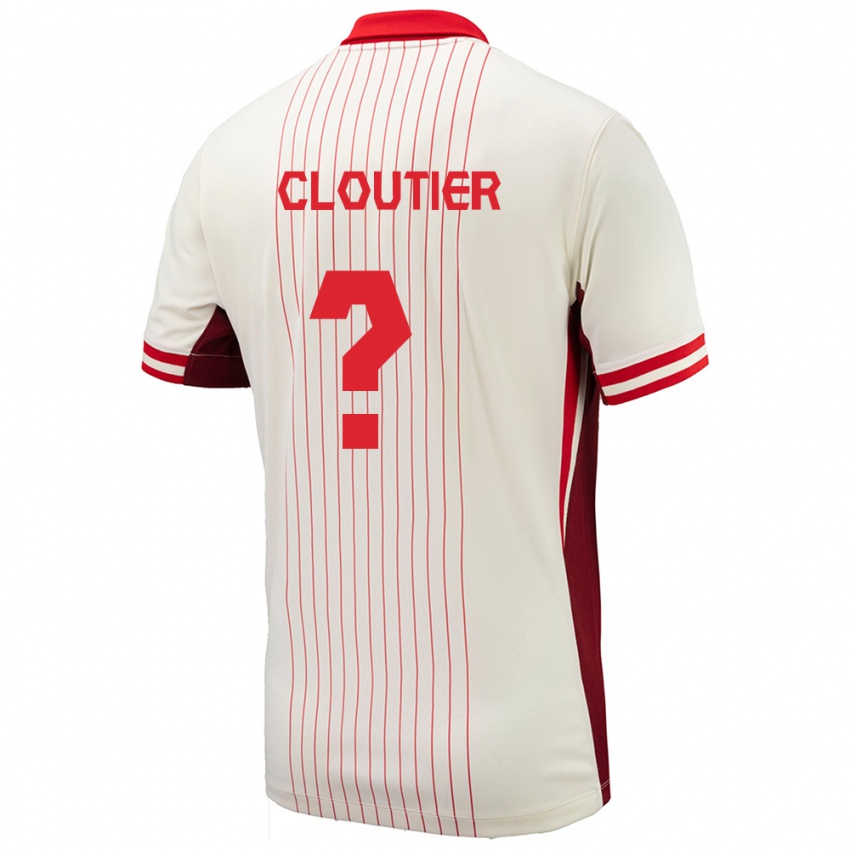 Femme Maillot Canada Loic Cloutier #0 Blanc Tenues Extérieur 24-26 T-Shirt Belgique