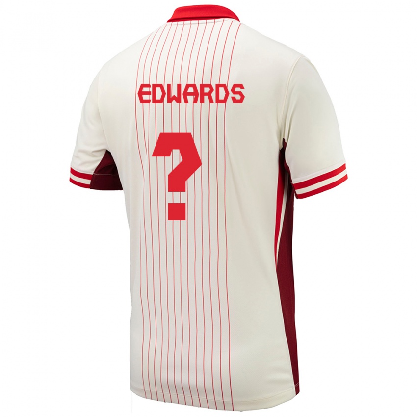 Femme Maillot Canada Raheem Edwards #0 Blanc Tenues Extérieur 24-26 T-Shirt Belgique