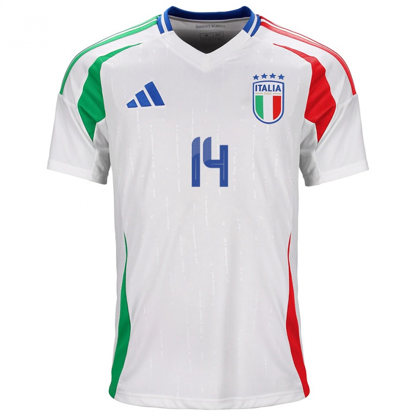 Femme Maillot Italie Federico Chiesa #14 Blanc Tenues Extérieur 24-26 T-Shirt Belgique