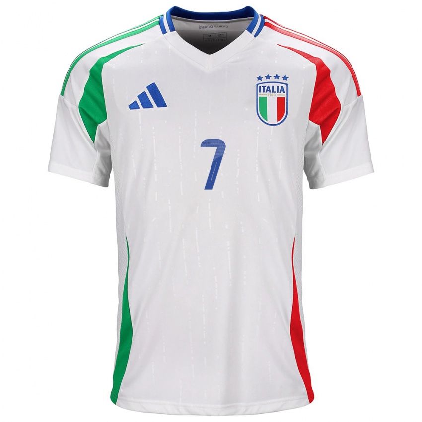 Femme Maillot Italie Davide Frattesi #7 Blanc Tenues Extérieur 24-26 T-Shirt Belgique