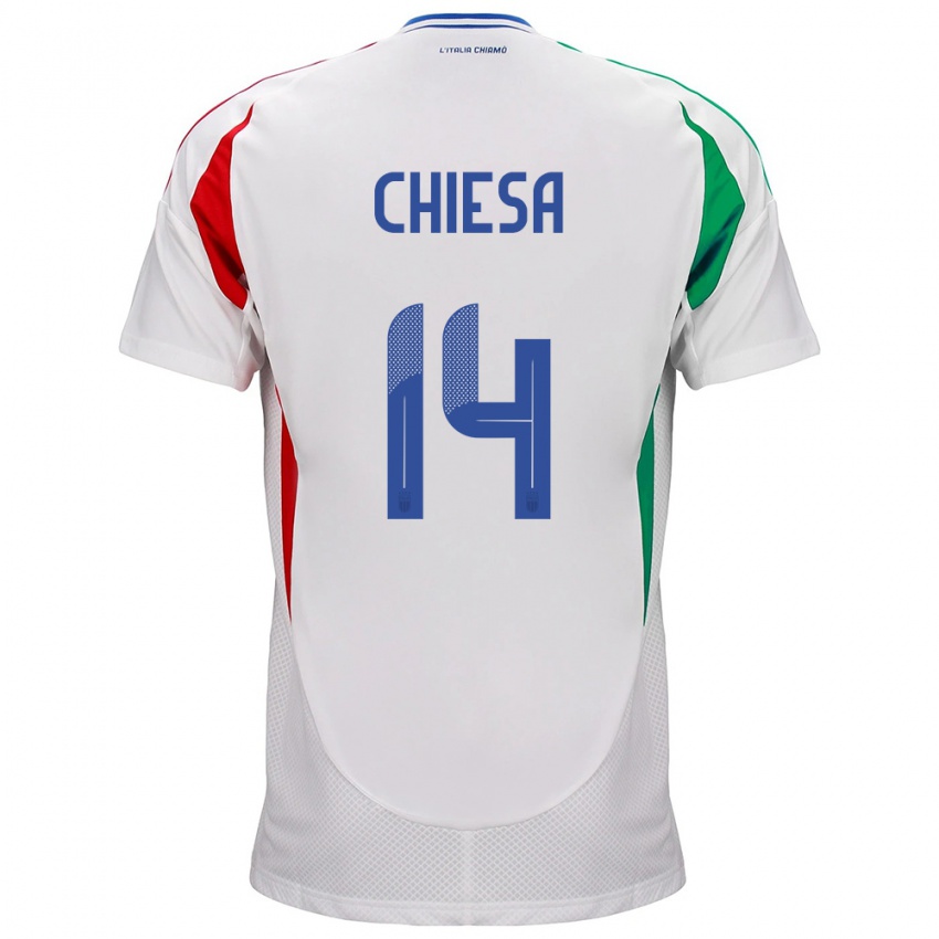 Femme Maillot Italie Federico Chiesa #14 Blanc Tenues Extérieur 24-26 T-Shirt Belgique