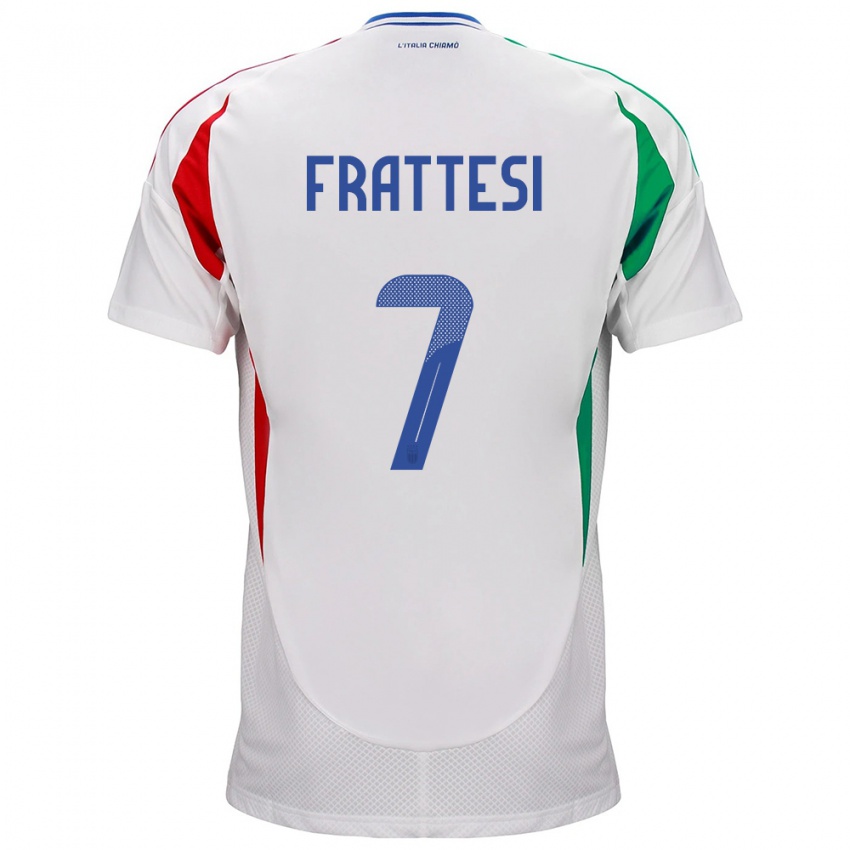 Femme Maillot Italie Davide Frattesi #7 Blanc Tenues Extérieur 24-26 T-Shirt Belgique