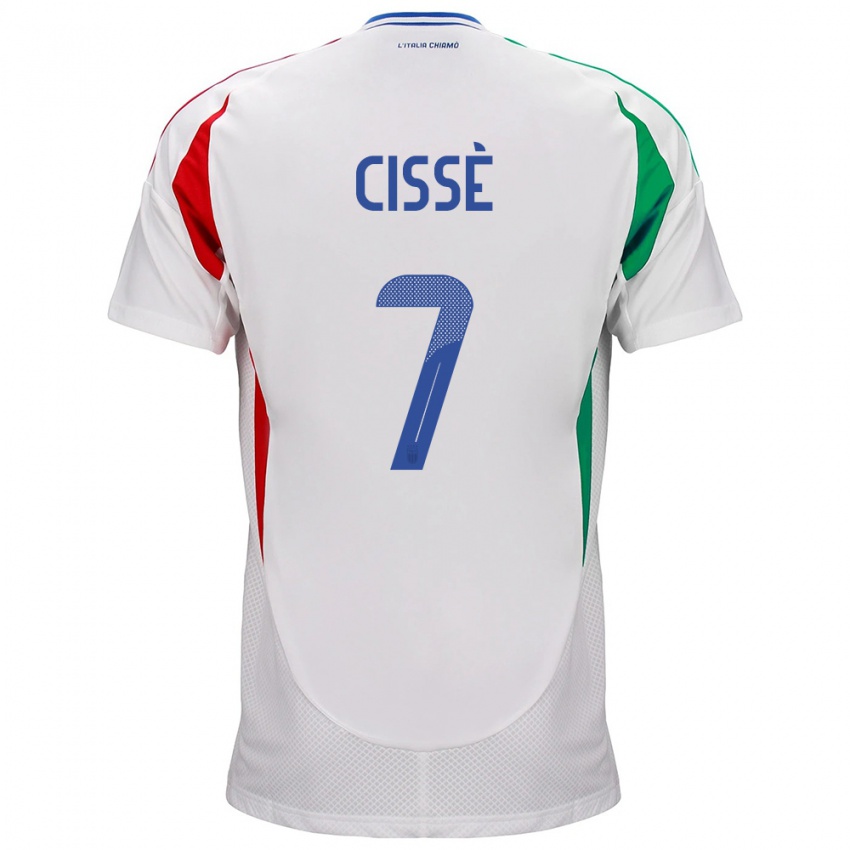 Femme Maillot Italie Alphadjo Cissè #7 Blanc Tenues Extérieur 24-26 T-Shirt Belgique