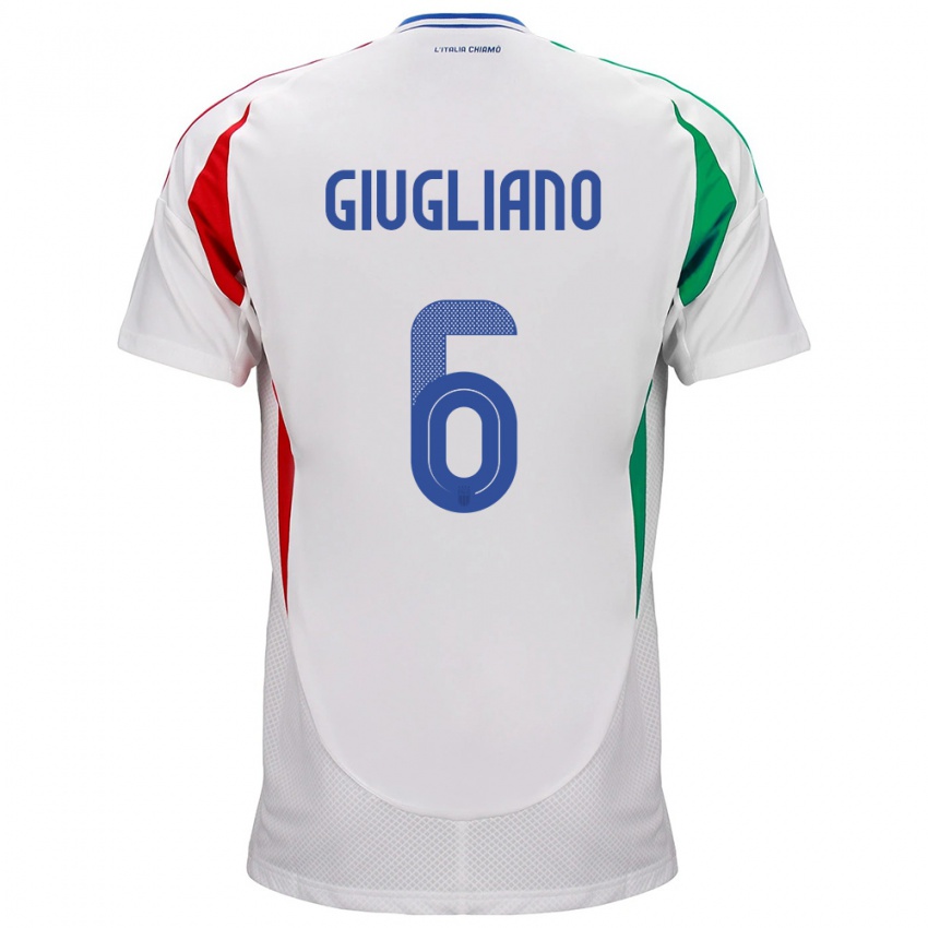 Femme Maillot Italie Manuela Giugliano #6 Blanc Tenues Extérieur 24-26 T-Shirt Belgique