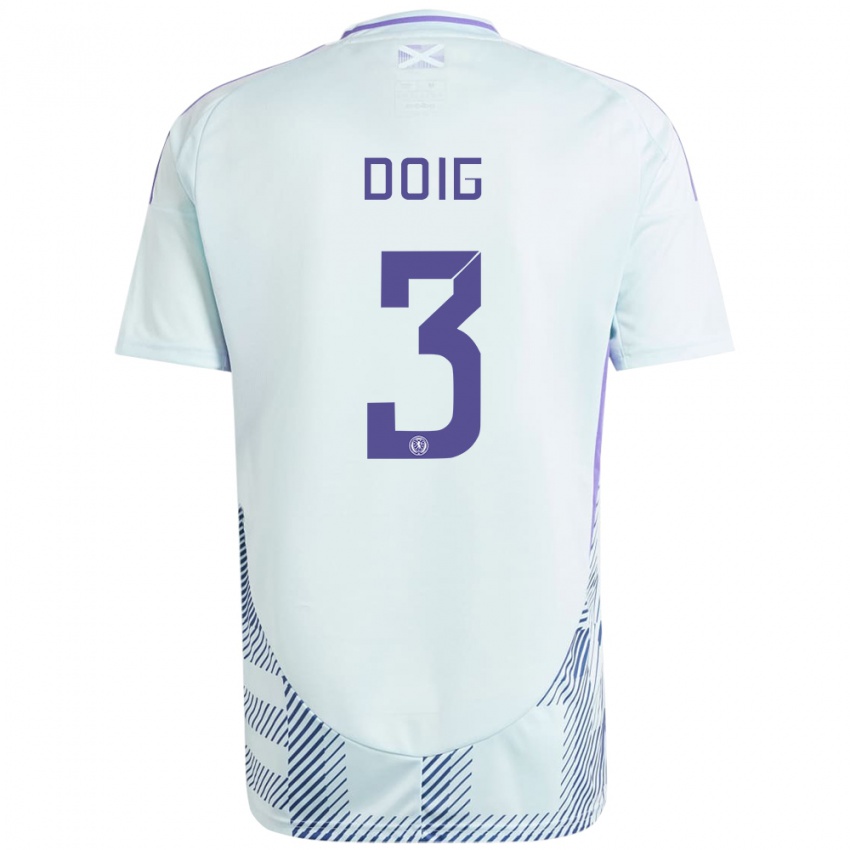 Dames Schotland Josh Doig #3 Licht Mintblauw Uitshirt Uittenue 24-26 T-Shirt België