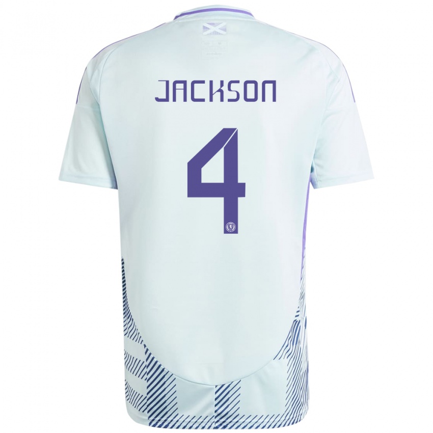 Damen Schottland Louis Jackson #4 Helles Mintblau Auswärtstrikot Trikot 24-26 T-Shirt Belgien