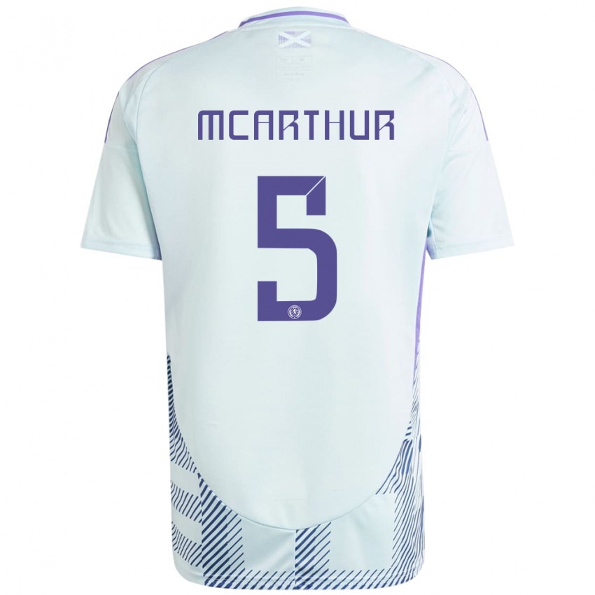 Damen Schottland Charlie Mcarthur #5 Helles Mintblau Auswärtstrikot Trikot 24-26 T-Shirt Belgien