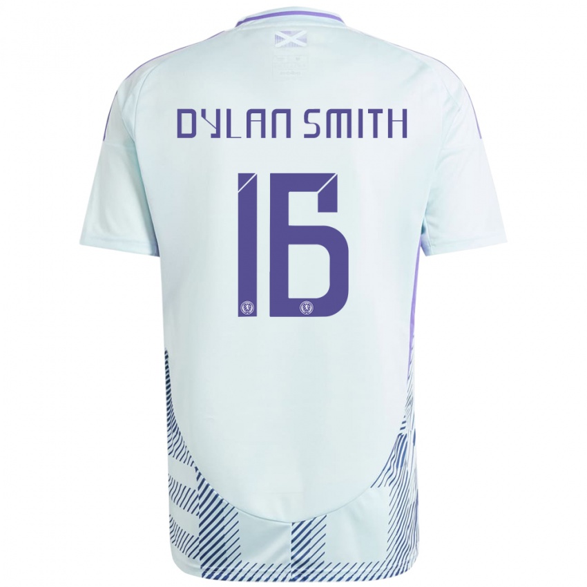 Damen Schottland Dylan Smith #16 Helles Mintblau Auswärtstrikot Trikot 24-26 T-Shirt Belgien