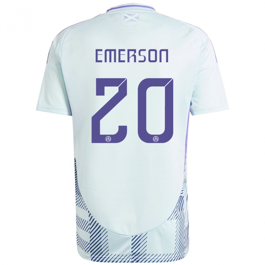 Damen Schottland Johnny Emerson #20 Helles Mintblau Auswärtstrikot Trikot 24-26 T-Shirt Belgien