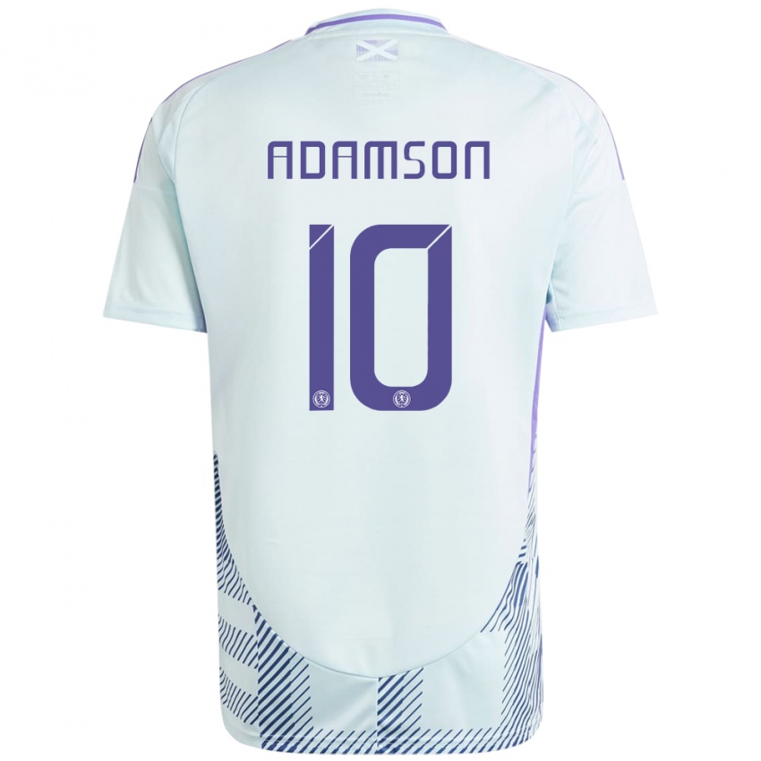 Damen Schottland Calum Adamson #10 Helles Mintblau Auswärtstrikot Trikot 24-26 T-Shirt Belgien