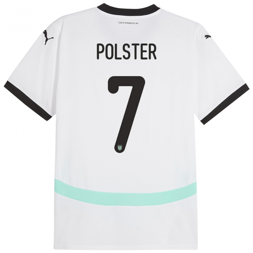 Dames Oostenrijk Manuel Polster #7 Wit Uitshirt Uittenue 24-26 T-Shirt België