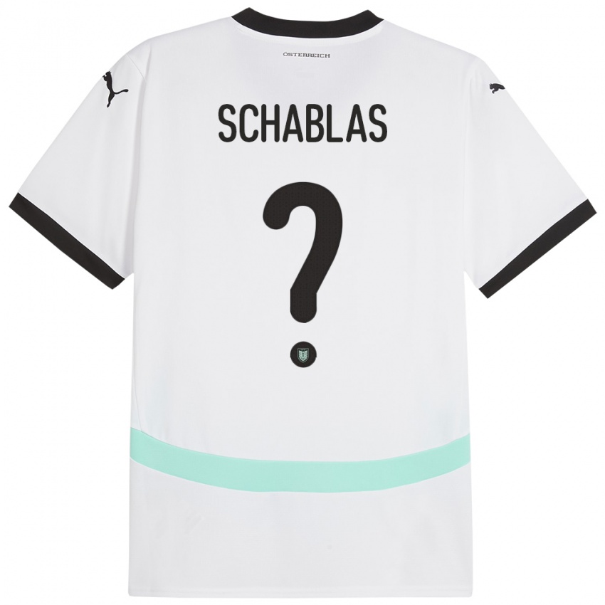Dames Oostenrijk Matteo Schablas #0 Wit Uitshirt Uittenue 24-26 T-Shirt België