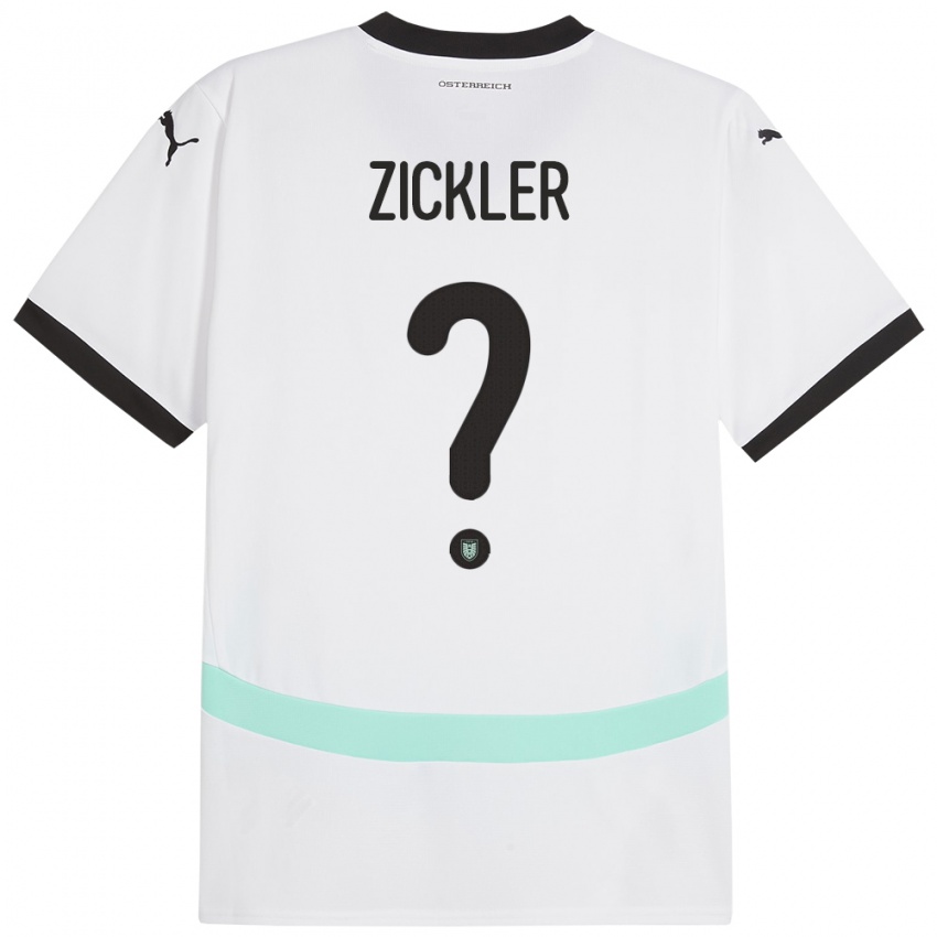 Dames Oostenrijk Jakob Zickler #0 Wit Uitshirt Uittenue 24-26 T-Shirt België