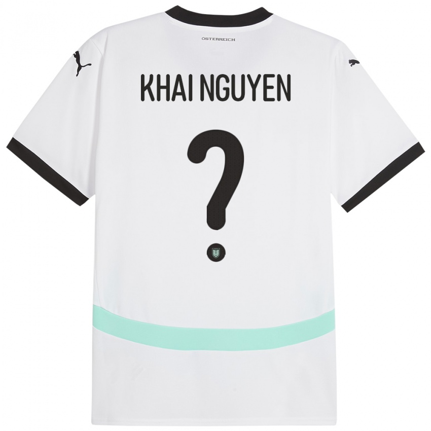 Femme Maillot Autriche Quoc Khai Nguyen #0 Blanc Tenues Extérieur 24-26 T-Shirt Belgique