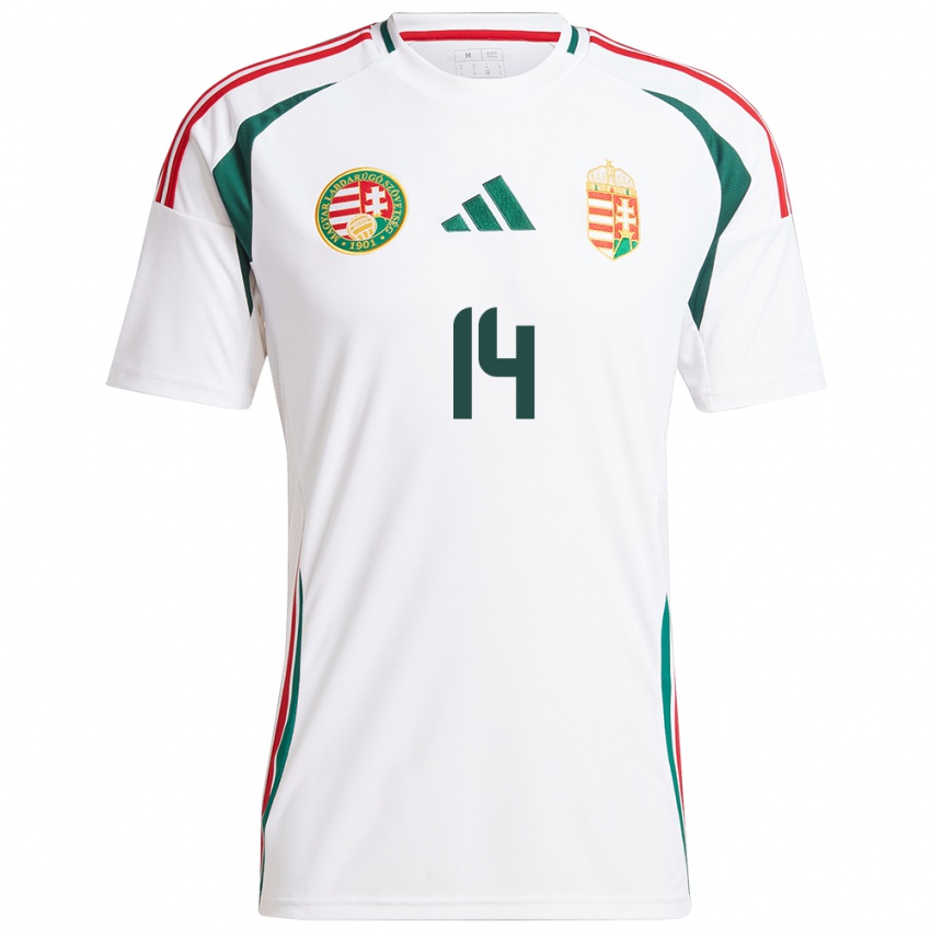 Dames Hongarije Csilla Savanya #14 Wit Uitshirt Uittenue 24-26 T-Shirt België