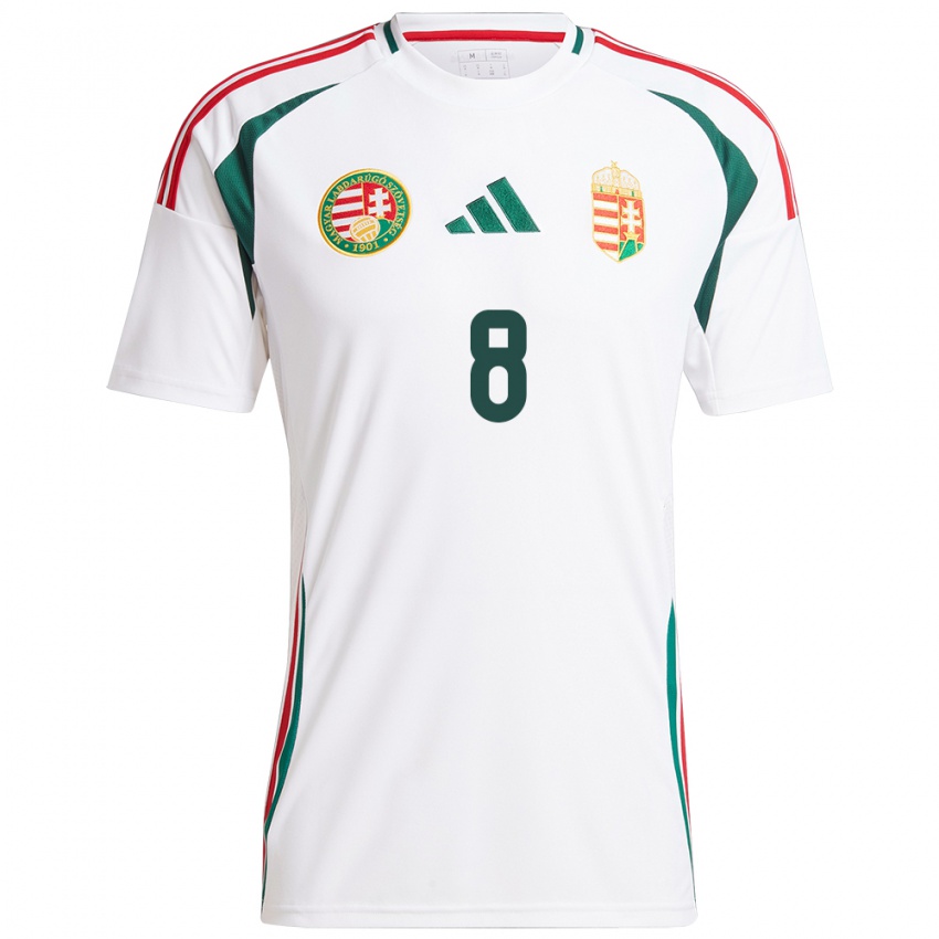 Dames Hongarije Ádám Décsy #8 Wit Uitshirt Uittenue 24-26 T-Shirt België